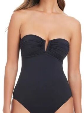Bleu Rod Beattie Black Strapless V-Notch One-Piece Cote D’Azure